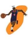 Cartoon basketball player with moustaÃÂÃâ¬ÃÆ ball possession